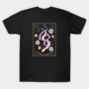 The Lovers Tarot Card Botanical Snakes T-Shirt